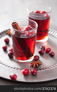 mulled wine with cranberry and spices