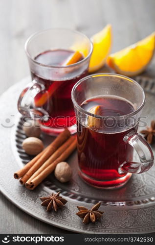 mulled wine with orange and spices