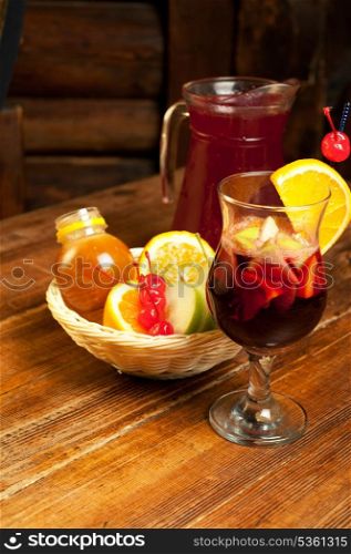 Mulled wine with oranges, apple, honey and berry.
