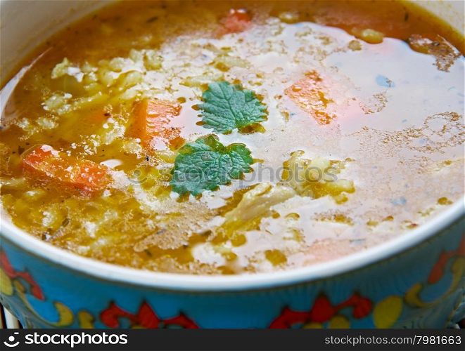 Mulligatawny - English soup after an Indian recip.