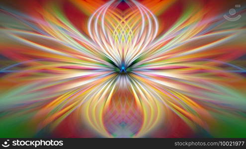 Multi Color Abstract Gradient Crossing Wavy Background. Fractal Art Digital Painting for Home Decoration. Fantasy Effect Blur Light Overlay. Trendy Graphic Colorful Floral Leaf Psychedelic Wallpaper