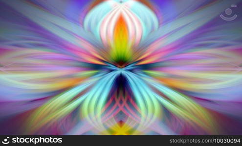 Multi Color Abstract Gradient Crossing Wavy Background. Fractal Art Digital Painting for Home Decoration. Fantasy Effect Blur Light Overlay. Trendy Graphic Colorful Floral Leaf Psychedelic Wallpaper