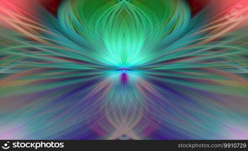 Multi Color Abstract Gradient Crossing Wavy Background. Fractal Art Digital Painting for Home Decoration. Fantasy Effect Blur Light Overlay. Trendy Graphic Colorful Floral Leaf Psychedelic Wallpaper