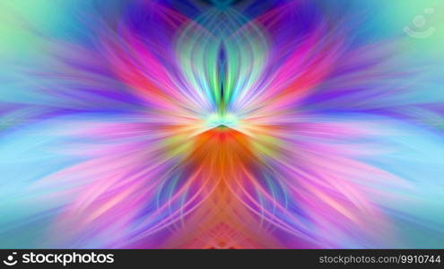 Multi Color Abstract Gradient Crossing Wavy Background. Fractal Art Digital Painting for Home Decoration. Fantasy Effect Blur Light Overlay. Trendy Graphic Colorful Floral Leaf Psychedelic Wallpaper