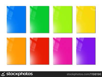 Multi color booklet covers range isolated on white background - mockup illustration. Multi color booklets range mockup on white background