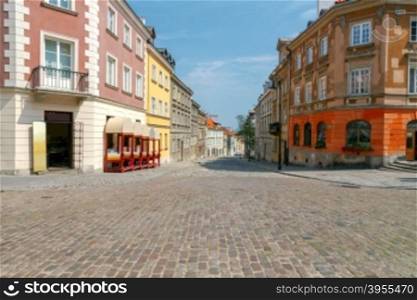 Multi-colored facades of old houses in the historic center of Warsaw.. Warsaw. Old city.