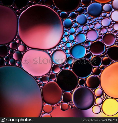 multi colored oil circles on the water, colorful background