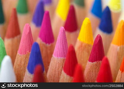 Multi colored pencils macro