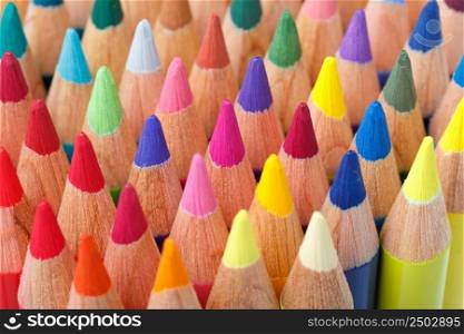 Multi colored pencils macro shot