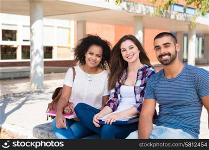 Multi-Ethnic group of students in School Campus