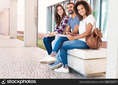 Multi-Ethnic group of students in School Campus