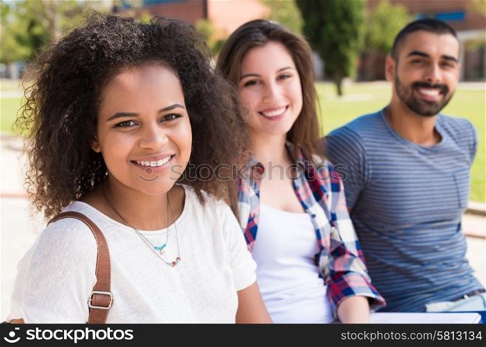 Multi-Ethnic group of students in School Campus