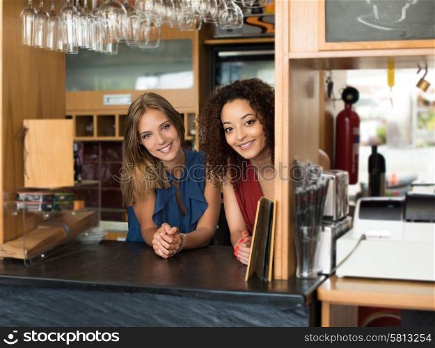 Multi ethnic staff working at coffee shop