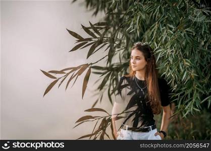 Multi-exposure as a separate art form of photography.. Multi-exposure photos of a girl and a willow tree 3673.