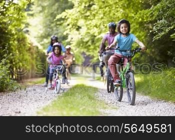 Multi Generation African American Family On Cycle Ride