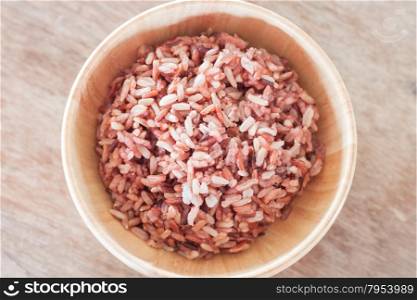 Multi grains berry rice in wooden bowl, stock photo