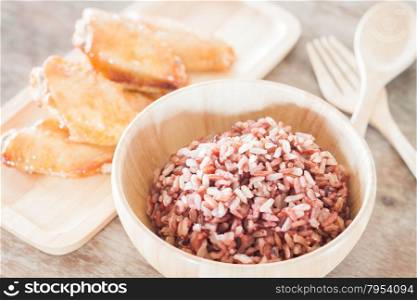 Multi grains berry rice with grilled chicken wings, stock photo