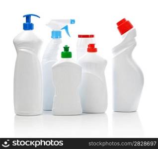 multi kitchen cleaning bottles