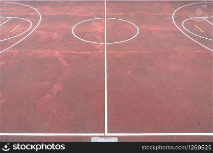 Multi sport game court at school backyard. Empty sport game court at elementary school backyard