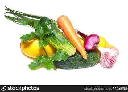 Multi vegetables isolated on the white background