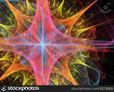 Multicolor beautiful fractal flower. Fractal artwork for creative design. Fractal flower, digital artwork for creative graphic design