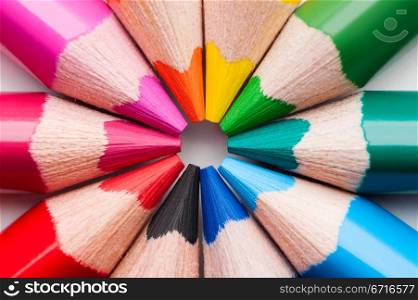 Multicolor pencils. Group of multicolor pencils, close-up shot