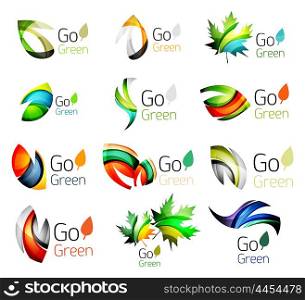 Multicolored abstract leaves in nature concept logo set. Multicolored abstract leaves in nature concept logo set. illustration