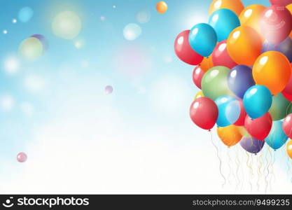 Multicolored balloons and confetti