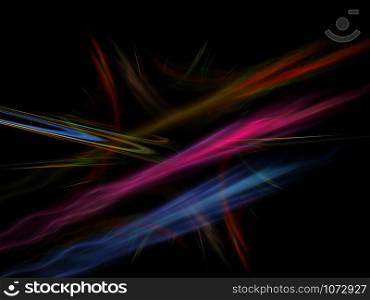 Multicolored bright plasma rays in sky, computer generated abstract background.Abstract energy background. Multicolored bright plasma rays in sky, computer generated abstract background