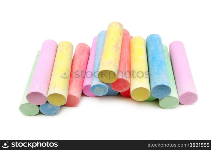 multicolored chalk isolated on a white background