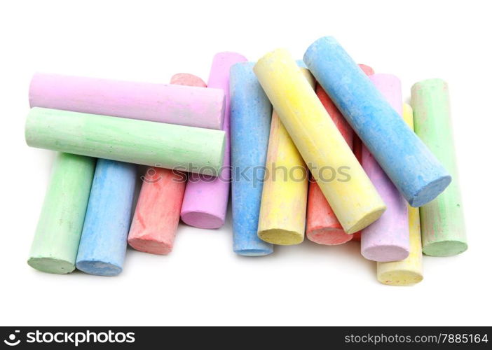 multicolored chalk isolated on a white background