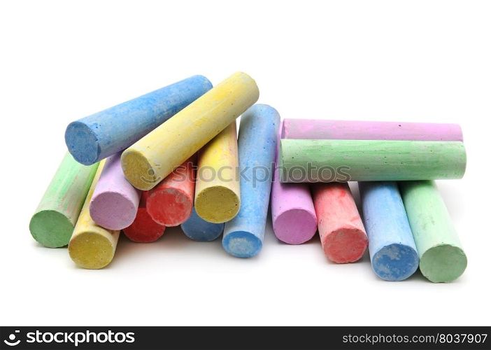 multicolored chalk isolated on white
