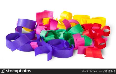 Multicolored Confetti Serpentine From Paper Isolated On White Background