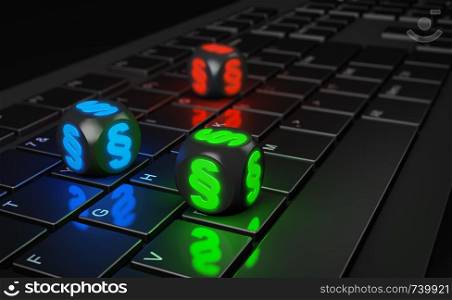 Multicolored cubes with paragraph sign on computer keyboard. 3d render