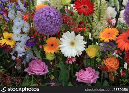 Multicolored floral arrangement with roses and gerberas