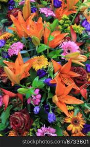 Multicolored floral bouquet in various bright colors