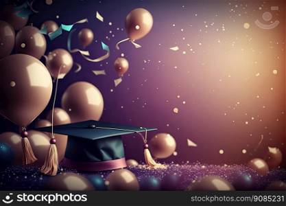 Multicolored graduation celebration background. Illustration Generative AI. Multicolored graduation celebration background. Illustration AI Generative