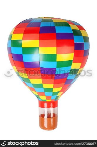 multicolored hot-air balloon toy isolated on white background