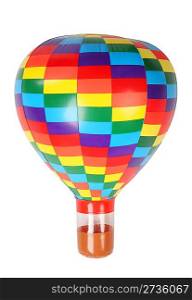 multicolored hot-air balloon toy isolated on white background