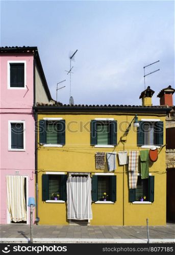 Multicolored houses in Burano, Venice