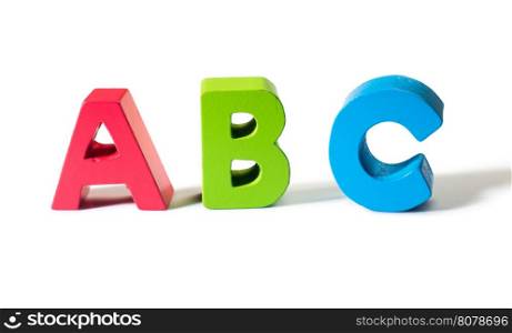 Multicolored letters A B C made of wood.