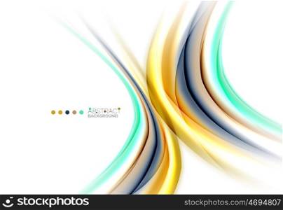 Multicolored lines on white, motion concept abstract background.