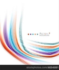 Multicolored lines on white, motion concept abstract background.