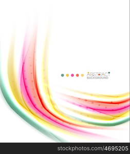 Multicolored lines on white, motion concept abstract background.