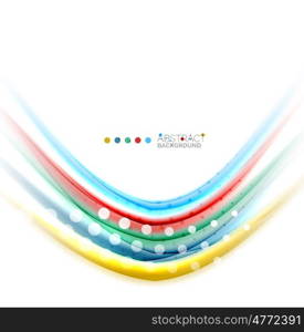 Multicolored lines on white, motion concept abstract background.