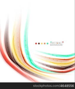 Multicolored lines on white, motion concept abstract background. Vector