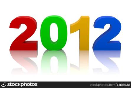 multicolored new year 2012 with clipping path