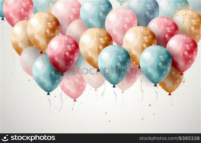 Multicolored party balloons for party. Generative AI
