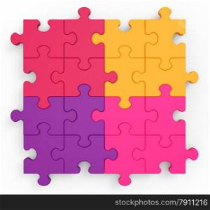 . Multicolored Puzzle Square Showing Unity And Teamwork
