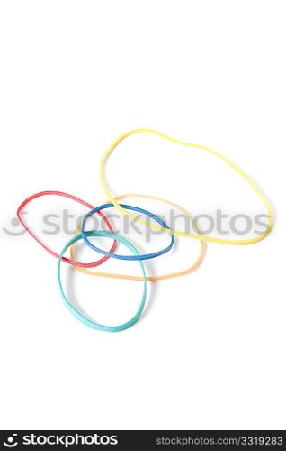 Multicolored rubberbands isolated on white